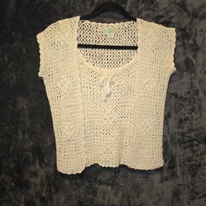 Joy of the Islands 2 Piece Ivory Crocheted Tank with Matching over Top Size M